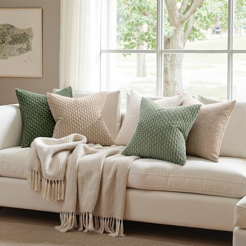 MIULEE Lumbar Decorative Throw Pillow Covers 12x20 Sage Green Corduroy - Image 3