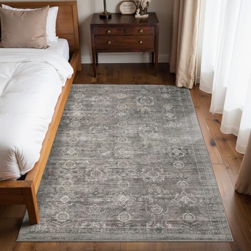 Rugxara 4x6 Area Rug for Living Room Bedroom Washable Rug, Taupe/Grey - Image 2