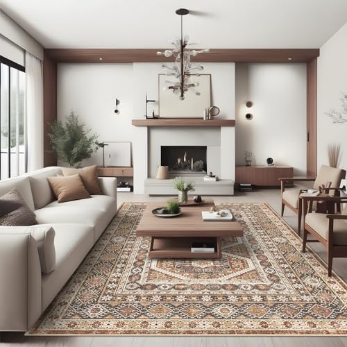 Ksrau 8x10 Area Rug Washable Vintage: Non Slip Living Room Large Rugs Brick - Image 6