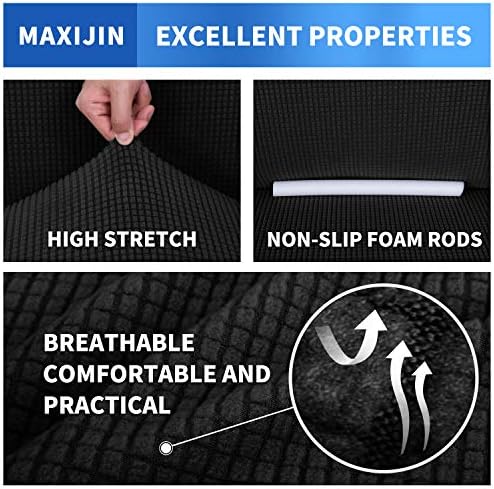 MAXIJIN Stretch Chair Cover Chair Slipcovers with Arms, 1-Piece Couch Sofa Chair Covers for Living Room, Non Slip Armchair Cover (31"-46") Furniture Protector Dogs Pet Friendly (Chair, Black) - Image 4