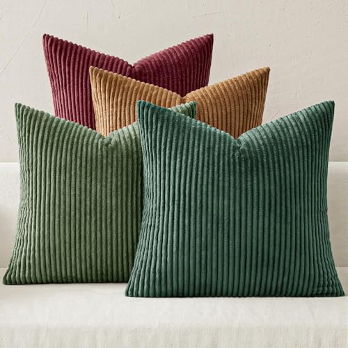 MIULEE Soft Corduroy Decorative Throw Pillow Covers Christmas Green 18x18 by MIULEE