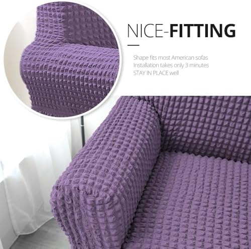 NICEEC Sofa Covers Purple Couch Cover Stretch Sofa Slipcovers with Skirt - Image 3