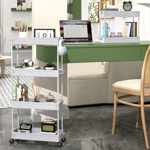 SPACEKEEPER Slim Rolling Storage Cart, 4 Tier Bathroom Cart Organizer, Gray - Image 6