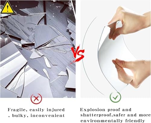 4 Pack Acrylic Mirrors for Wall,8 x 8 Inch Self Adhesive Frameless Small Mirror Tiles, Flexible Plastic Mirror Sheets for Bedroom Home Gym Door (12 * 16 inch) - Image 7