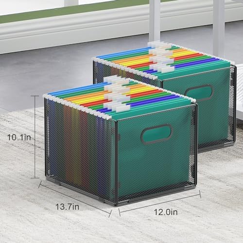 samstar 2 Pack Hanging File Organizer, Mesh File Folder Box Filing Box File Cabinet Organizer Storage Boxes, Letter Size - Image 3