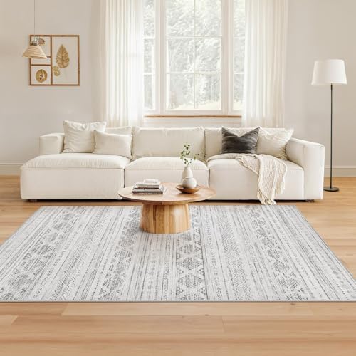 Nakagishi Boho 4x6 Area Rug Living Room Rugs Machine Washable Dark Gray - Image 3