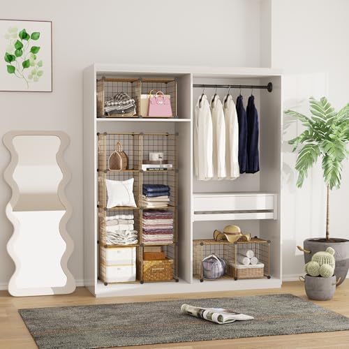 C&AHOME Wire Cube Storage, 12 - Cube Organizer Metal C Grids, Closet, Brown - Image 5