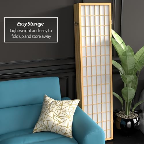 Red Lantern 6 ft. Tall Window Pane Shoji Screen - Natural - 8 Panels - Image 6