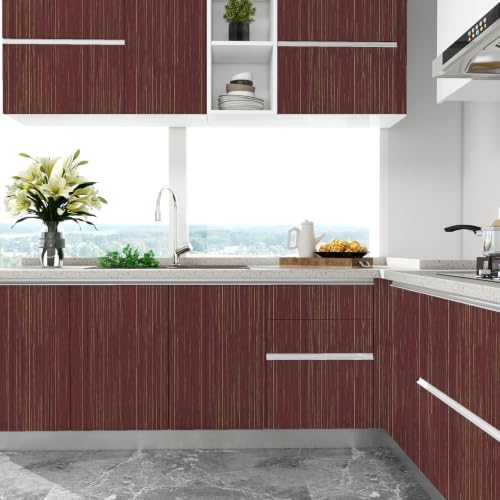 Grasscloth Peel and Stick Wallpaper Dark Red Textured Contact Paper | 15.7" X 1200" Faux Grasscloth Self-adhesive Removable Wallpaper Cabinets Counter Top Liners - Image 6