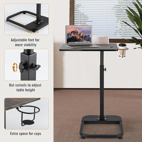 facka Adjustable C-Shaped TV Tray Table 18-32 Inch Height Couch Table - Image 5