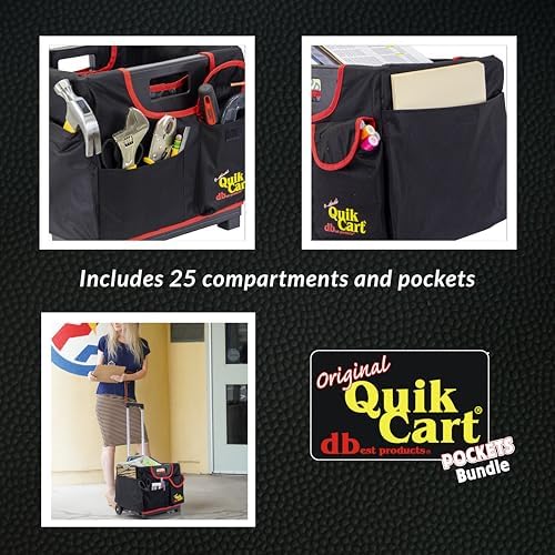 dbest Products Quik Cart Pockets Bundle Sport - 10 Pocket - Black & Red - Image 2