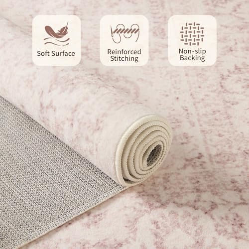 2x3 Pink Washable Entryway Rug,Small Door Mat for Bathroom Kitchen - Image 4