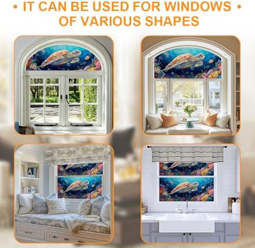 Cmialusie Sea Turtle Window Film 17.3 x 39.3 Inch Cling - Image 7
