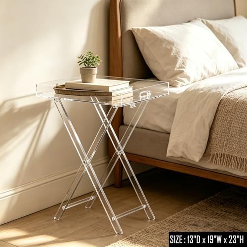 Clear Acrylic Folding Tray Side Table, Lucite Small End Table - Image 4