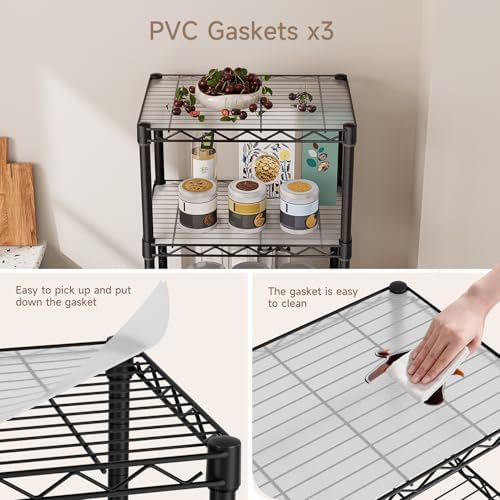 Golpart Small Shelves Storage Wire Metal Adjustable Shelf Unit with Wheels - Image 6