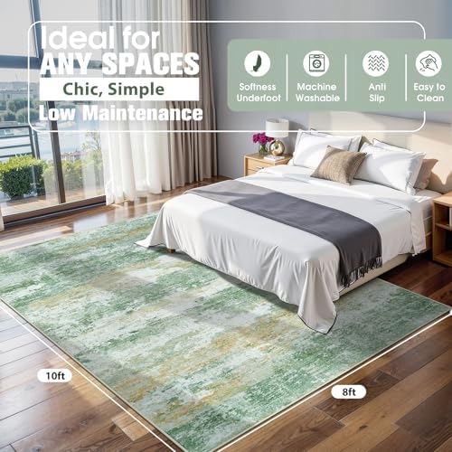 Aelenmu 8x10 Area Rugs for Living Room Washable Bedroom Dining Room Green - Image 2
