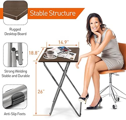 Garden 4 you 25In Portable Folding TV Tray Table on Bed & Sofa,TV Dinner Tray with Sturdy MDF,Portable Table with No Assembly Required （Walnut,1PC） - Image 3