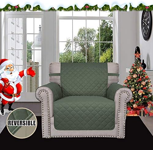 Easy-Going Reversible Couch Cover, Small Chair, Greyish Green/Beige - Image 2