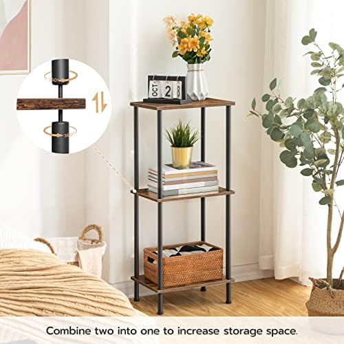 HOOBRO End Table, Small Side Table, Nightstand with 2-Layer Storage Shelves, Sofa Table for Small Spaces, Living Room, Bedroom, Stable Frame, Easy Assembly, Rustic Brown BF09BZ01 - Image 6