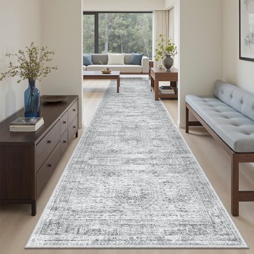 Soalmost Washable Hallway Runner Rug 3x12 Kitchen Entry Rugs Non-Slip, Grey - Image 2