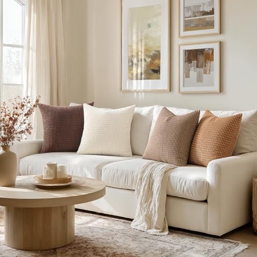 MIULEE Fall Decorative Throw Pillow Covers 20x20 Inch Set of 4 Brown - Image 6