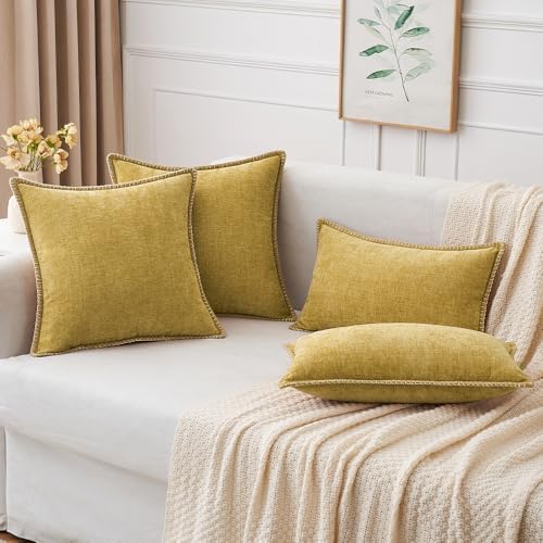 MIULEE Decorative Lumbar Throw Pillow Covers 12x20 Inch Mustard Yellow - Image 5