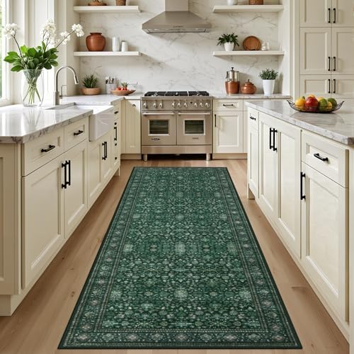 Hallway Runner Rug: 2.6x8 Kitchen Rugs for Living Room Deep Green by EXPEDIX