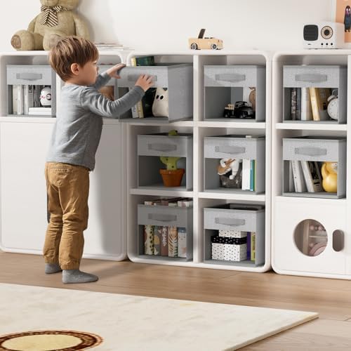 DIMJ Storage Cubes, Cube Storage Bin, 10 Pack Foldable Cubes with Window, Closet Oganizer Boxs with Handle, 12.2x 12.2 inch Storage Organizer for Clothes, Toys, Books - Image 3