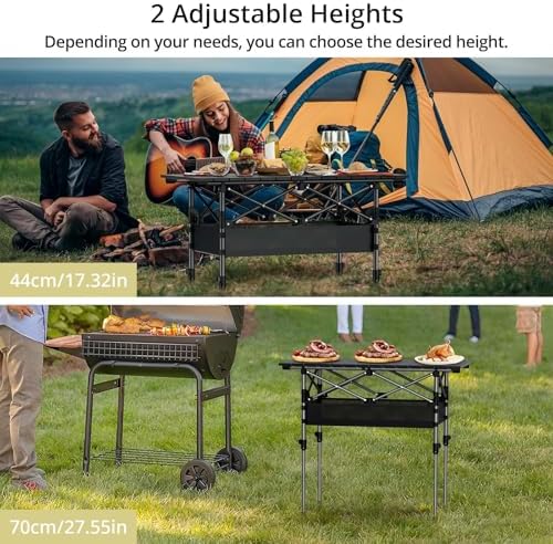 Anbte 3ft Aluminum Roll Top Folding Camping Table, Portable, 32”X16”, Black - Image 4