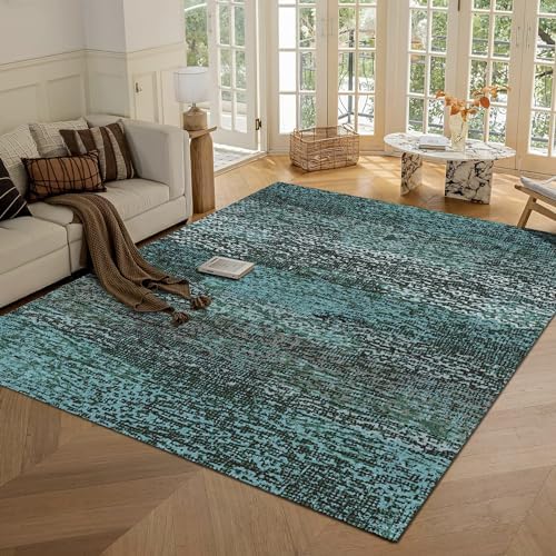 RUGSURE Washable Area Rug - 1/6 Thick - Stain & Water Resistant Non-Slip - Resistant Rug for Living Room, Bedroom, Nursery, Pet & Child Friendly, Vintage Charm Area Rugs (Green, 9' x 12') by RUGSURE