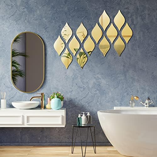 Weysat 30 Pcs Mirror Decals 3D Tear Drop Acrylic Wall Sticker Decor, Gold - Image 6