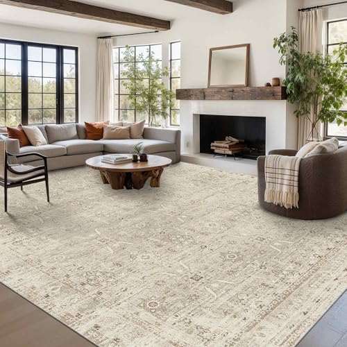 Rugxara Beige 9x12 Area Rugs for Living Room Bedroom Large Washable Rug - Image 2
