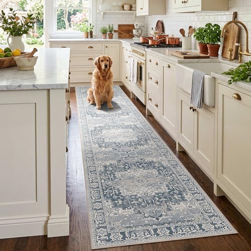 Rugxara 2x10 Washable Runner Rug for Hallway Kitchen Entryway, Taupe/Grey - Image 2
