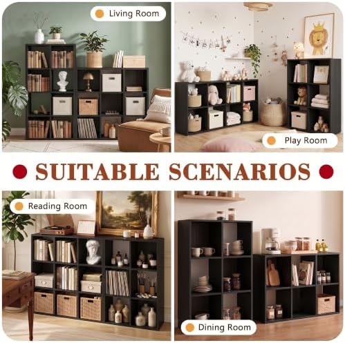 6 Cube Storage Organizer, Multifunctional Bookcase, Black Cube Bookshelf - Image 7