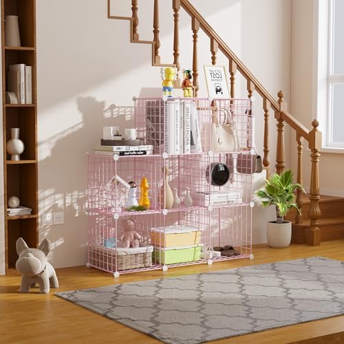 C&AHOME Wire Cube Storage, 8 - Cube Organizer Metal C Grids Units, Pink - Image 4