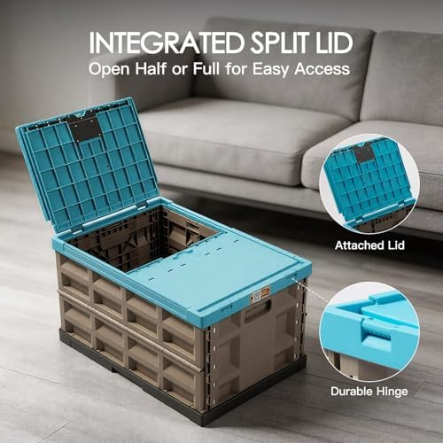 Heavy Duty Collapsible Storage Bins, Attached Lids, 12 Gal, 2 Pack - Image 5