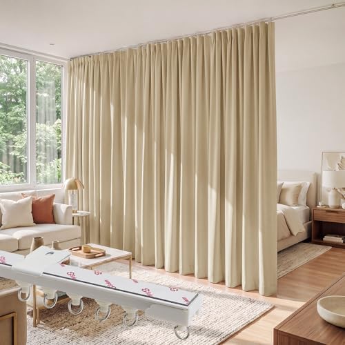 RYB HOME Closet Curtain with Straight Ceiling Track, Blackout, Privacy by RYBHOME