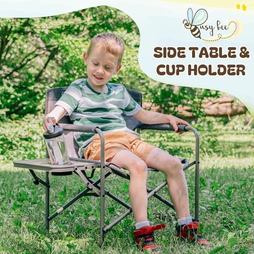 Busy Bee Oversized Kids Camping Chair with Cup Holder, High Back Toddler Chair Kids Folding Chair, Perfect for Beach & Outdoor, Supports 150 Lbs. - Image 4