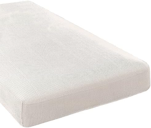 H.VERSAILTEX Super Stretch Individual Chaise Cover Sectional Couch Covers for L Shaped Sofa Both Left/Right Featuring Thick Jacquard Textured Twill Fabric (1 Piece Chaise Cover, Ivory) by HVERSAILTEX