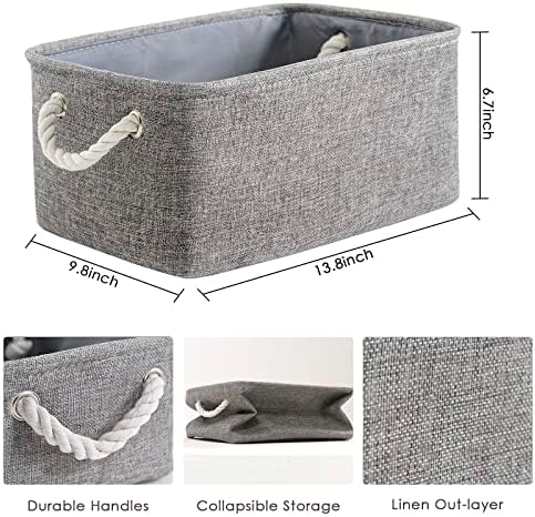 TheWarmHome Storage Bins - Medium 3 Pack Storage Baskets for Organizing Shelves | Fabric Storage Cubes Organizer for Linen Closet Nursery Home Decor Grey - Image 2
