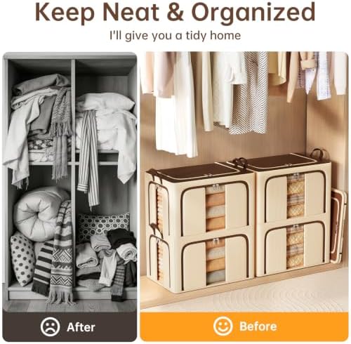 Clothes Storage Bins, 3 Openings, 66L, Brown - Image 5