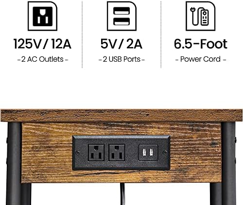 TUTOTAK Nightstand with Charging Station, End Table, Side Table with USB, 21.8”H Night Stand with Storage Shelf, Sofa Couch Table V1TB01BB025 (1 pc) - Image 5