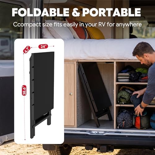 Feasto Outdoor Grill Table, Folding Prep Table, 30" x 24", Black - Image 4