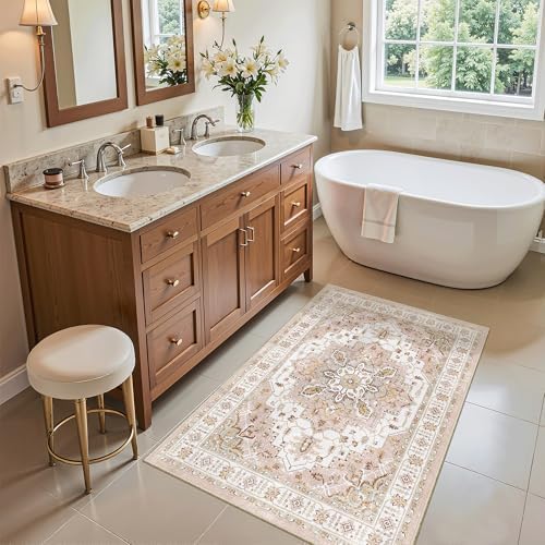 Madane Washable Area Rug 2x3 Small Entryway Rugs Non-Slip, Pink - Image 3