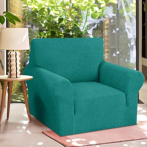 YEMYHOM Couch Cover Latest Jacquard Design High Stretch Sofa Chair Covers for Living Room, Pet Proof Armchair Slipcover Non Slip Elastic Furniture Protector (Small, Begonia Leaf Blackish Green) - Image 2