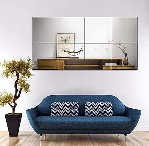 Full Length Mirror Tiles, 12" x 12" x 8PCS Frameless Wall Mounted Mirror - Image 2