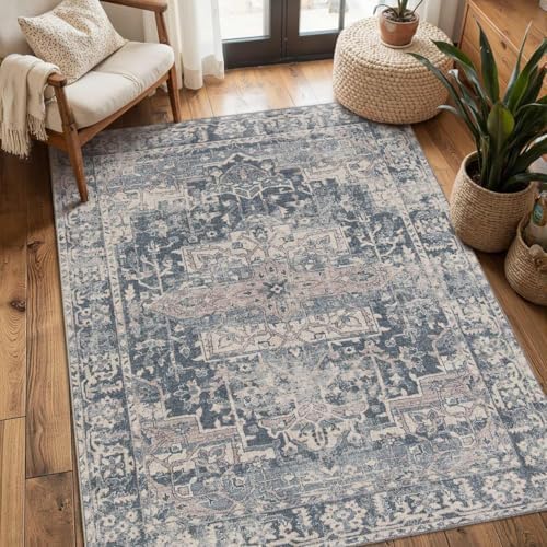 Rugxara Blue 3x5 Rug for Entryway Bedroom Washable Area Rugs Carpet - Image 3