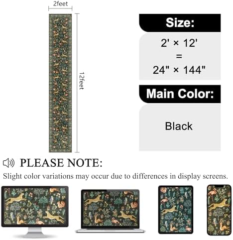 DUKINO 2x12 Washable Runner Rug, Non Slip Animal Rug for Kitchen, Black - Image 2