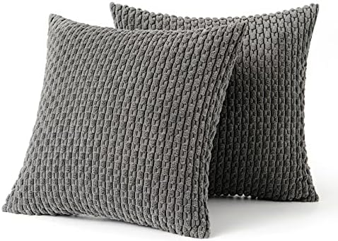 MIULEE Euro Sham Decorative Throw Pillow Covers 24x24 Dark Grey Corduroy - Image 6