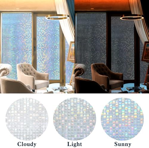 FILMGOO Stained Glass Window Privacy Film Static Cling Mosaic 35.4inx13.1ft - Image 3